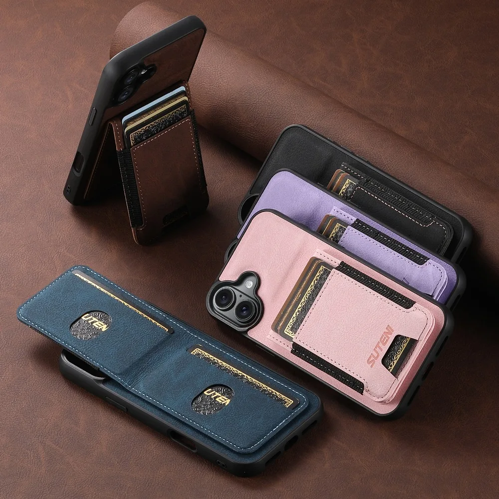 

Back Magnetic Flip Wallet Card Case Phone Cover for iPhone Air 17 16 15 14 Plus 13 12 11 Pro Max XR XS Max