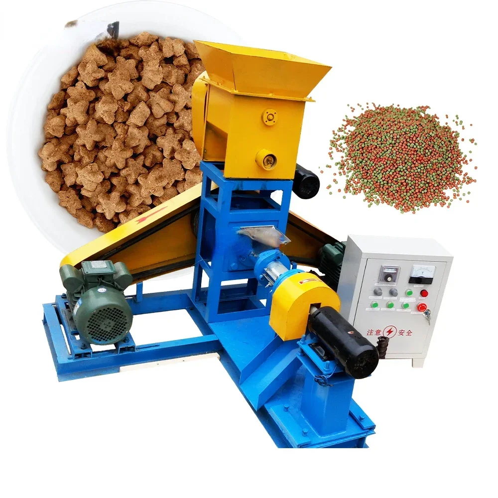 Commercial 200-250kg/h Floating Fish Feed Pellet Machine Supplier Fish Feed Extruder Machine High Quality