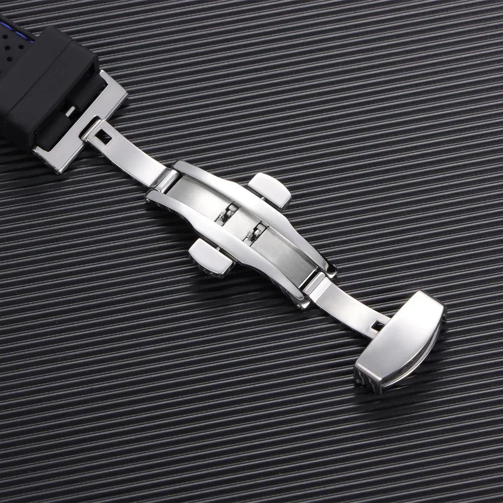 20mm 22mm Premium Silicone Watch Band Butterfly Buckle Waterproof Soft Rubber Strap Breathable Strap Replacement Universal Watch