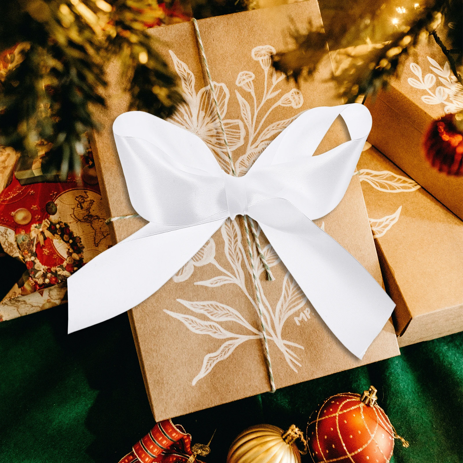 

2 Rolls Chair Back Ribbon White Satin Bulk Ribbons for DIY Floral Bouquets Gift Wrapping Polyester Ribbons Wedding Festival