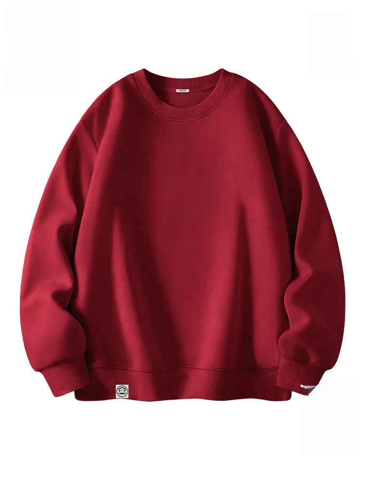 

Красный свитшот цвета винного красного вина с флисовой подкладкой, мужская модная толстовка с принтом обезьяны на весну, осень, зиму, Новый год