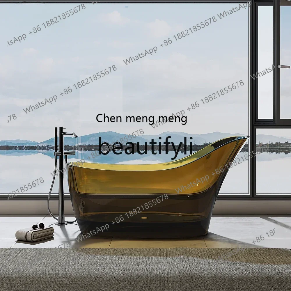 

182Q1.7 meters brown transparent freestanding hotel villa clubhouse foreign trade exit double adult household bathtub bathtub