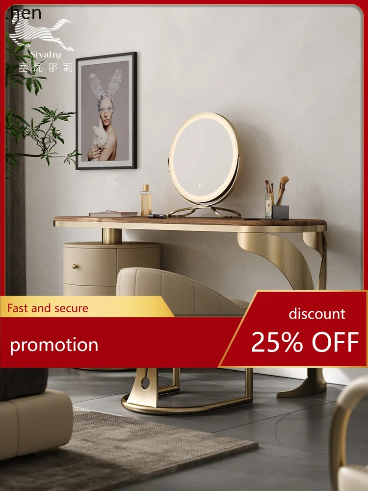 

CZ High-End Original French Style Solid Wood Dressing Table Master Bedroom Black Walnut Makeup Table