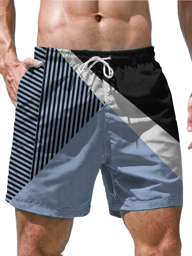 Pantalones cortos con estampado Digital 3d para hombre, Shorts holgados, cómodos e informales, con costuras geométricas, para playa y verano