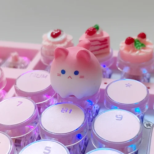 Teclas originales de gato rosa, teclas OEM de altura PBT, teclas artesanales con perfil de cereza para teclado mecánico, regalos para jugadores