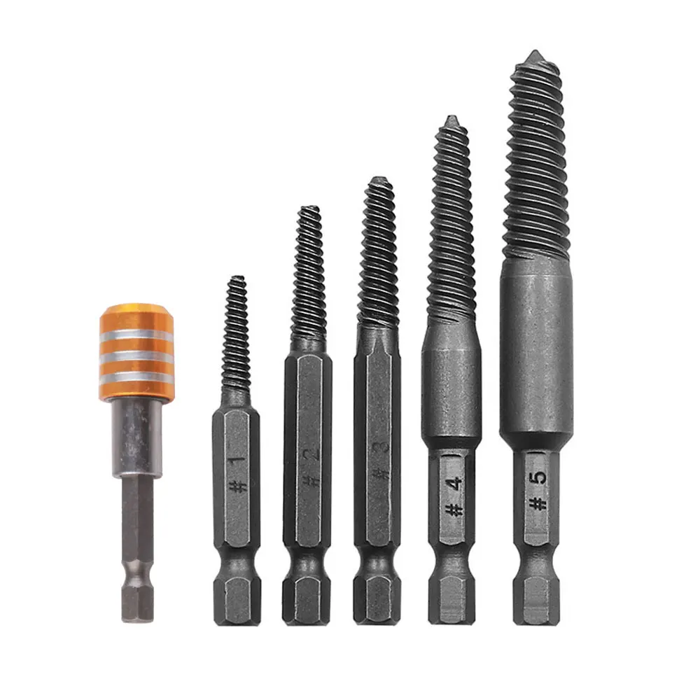 Binoax 5pcs Hexagonal Handle Broken Head Screw Extractor 60mm Quick Release Electric Broken Thread Removal Tool Set