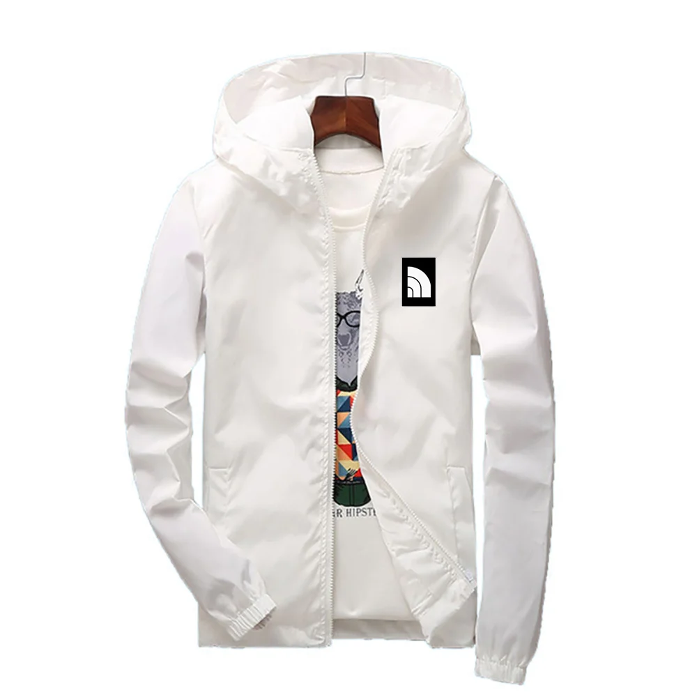 

Men's monochrome hooded windbreakerthin sports jacket anti howling outdoor zipper casual fashionspring and autumn 2024 jacket