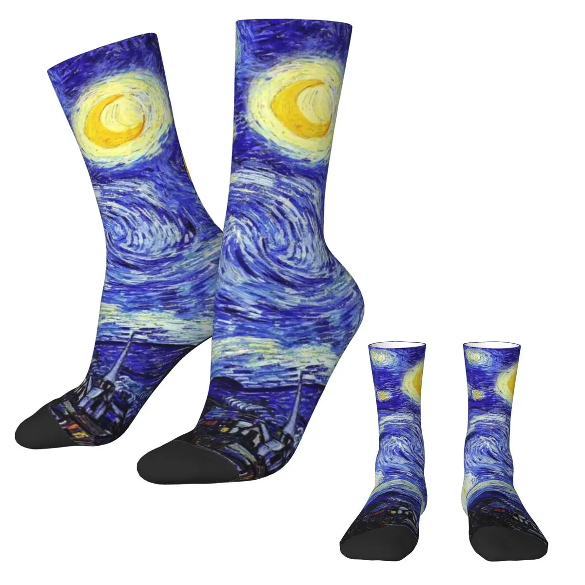 Van Gogh Mountains Socks Starry Night Kawaii Stockings Girls Soft Breathable Running Sports Socks Winter Graphic Non Skid Socks