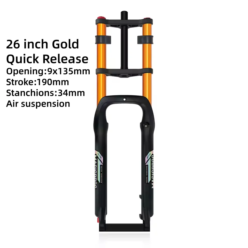 MAGICBROS 20"/26" *4.0 Dual Schouder Luchtvork voor Strand Sneeuwfiets Elektrische fietsen Dubbele Kroon Vork QR/Thru-As Reizen 190MM
