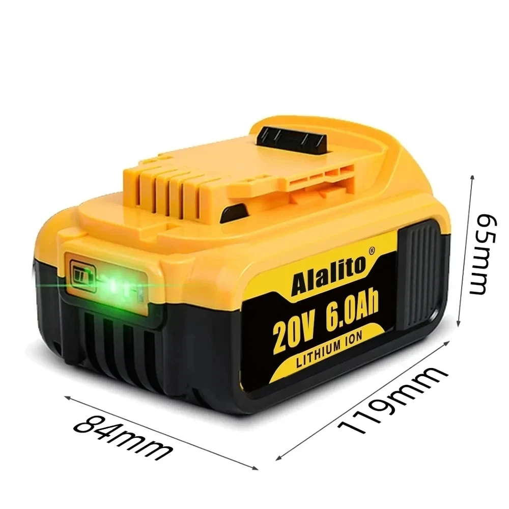 2023 Upgrade 20V 6.0Ah Rechargeable battery for Dewalt Cordles screwdriver drill Screw gun wrench impact batteries DCB200 DCD790