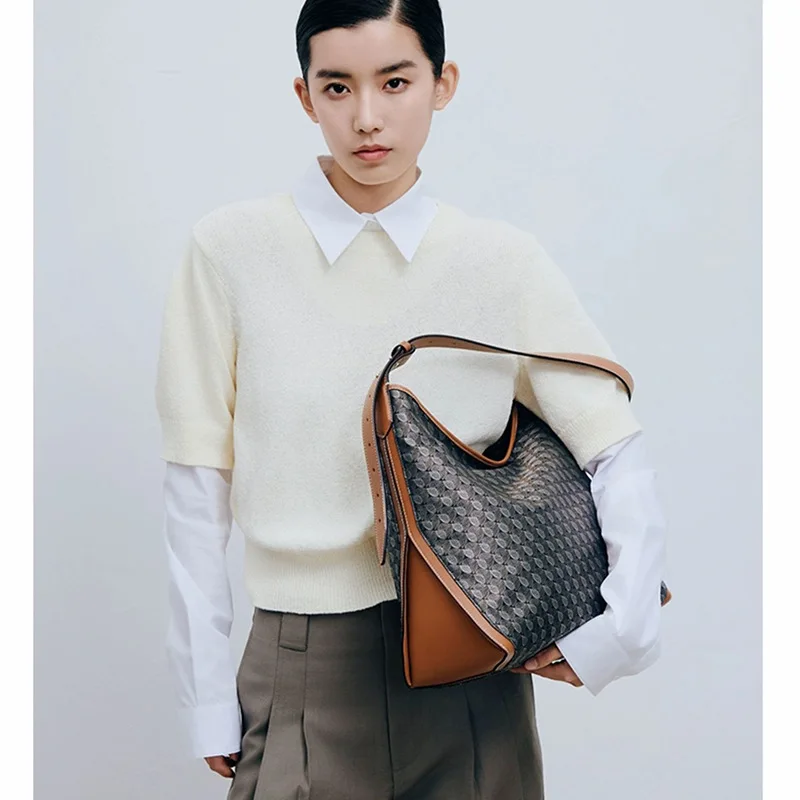 DISSONA Toasttasche aus pflanzlich gegerbtem Rindsleder, Unterarm-Hobo-Tasche, Boston-Einkaufstasche, neu