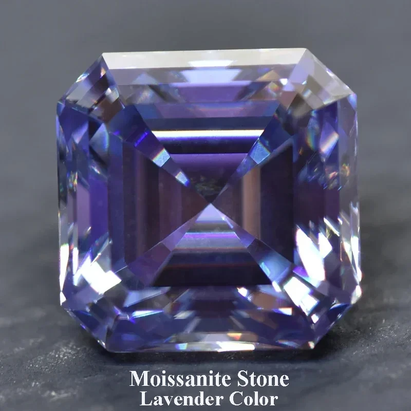 

Moissanite Loose Stone Asscher Cut Lavender Color Gemstone Lab Grown Moissanite Jewelry Material with GRA Certificated