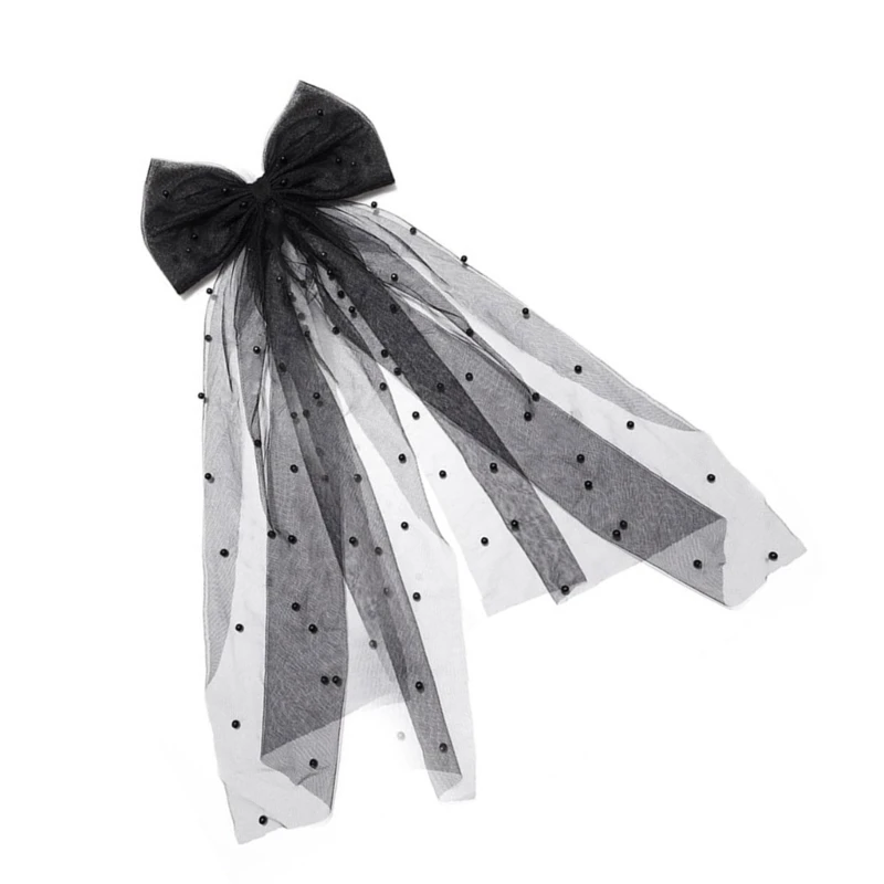 

Ribbon Hair Bows Clip Black Long Ribbon Barrettes Elegant Hair Styling Hairpin Hair Decoration for Ladies and Girls DXAA