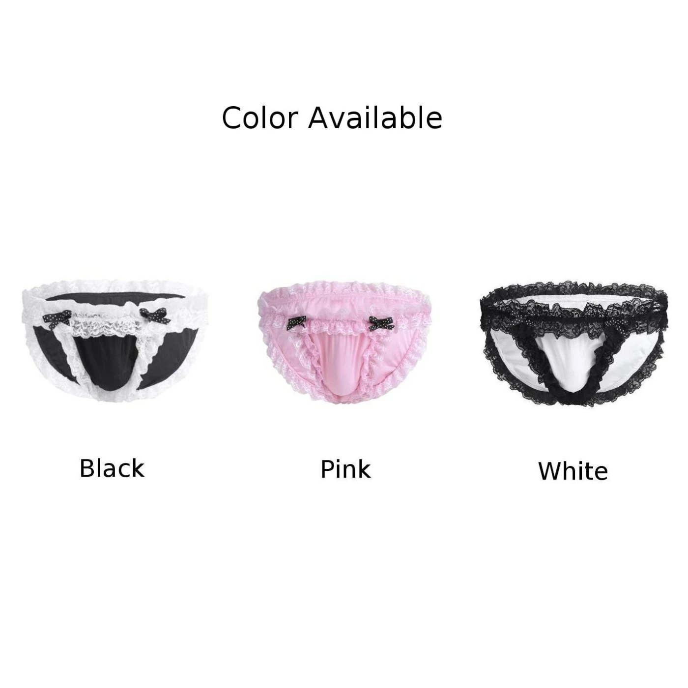 Celana Dalam Pria Boxer M-3XL Bikini Pink Sissy Panties Celana Dalam Renda Satin Bloomers