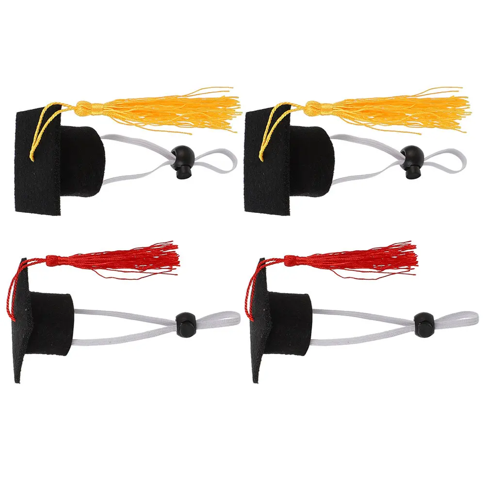 

Набор из 4 мини-шапочек для выпускников для домашних животных: приятные для кожи полиэстеровые шапочки для собак, кошек и щенков с кисточками, аксессуар для костюма