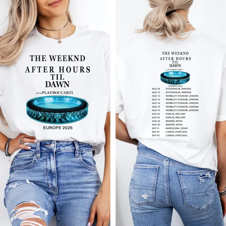 2026 The Weeknd After Hours Til Dawn Tour Summer Men's and Women's Pure Cotton T-shirts Comfortable, Breathable, High Quality