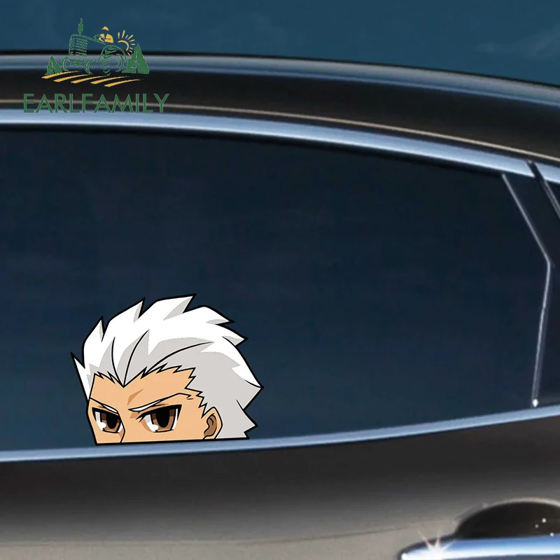 EARLFAMILY ARCHER PEEKING Car Sticker Chibi Big Head EMIYA Decal JDM Rear Glass Window Toolbox Graffiti Cartoon Car Decoration