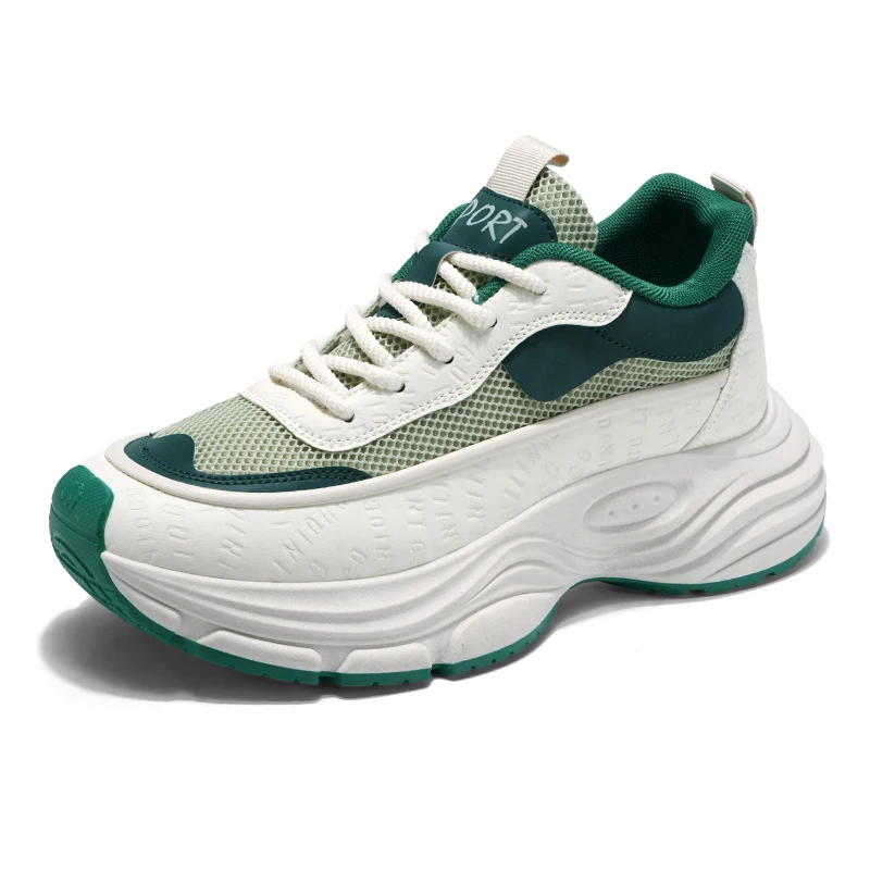 

Thick-soled men's casual sports shoes 2025 New mesh lace-up breathable loafers Men's fashionable walking shoes