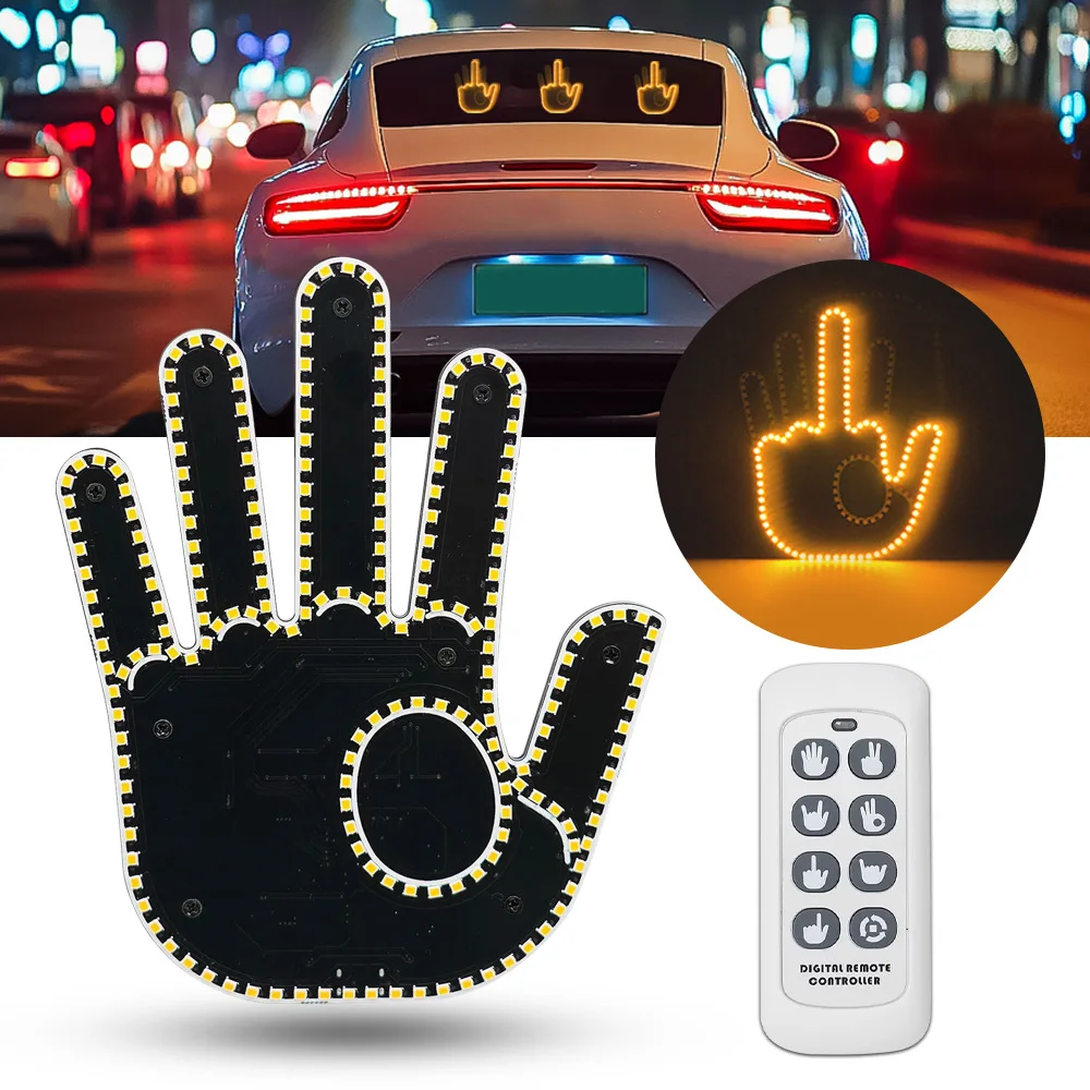 Car gesture 7 mode ring color led car finger light, palm interactive warning multi-function prompt light