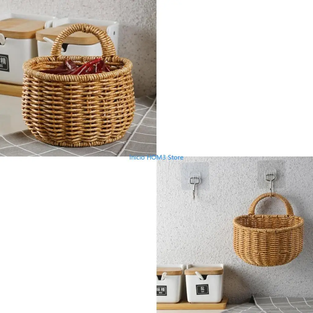 

A5YD Handwoven Storage Basket with Handle Multipurpose Hanging Shelf Accessory for Fruit Banana Strawberry Organization