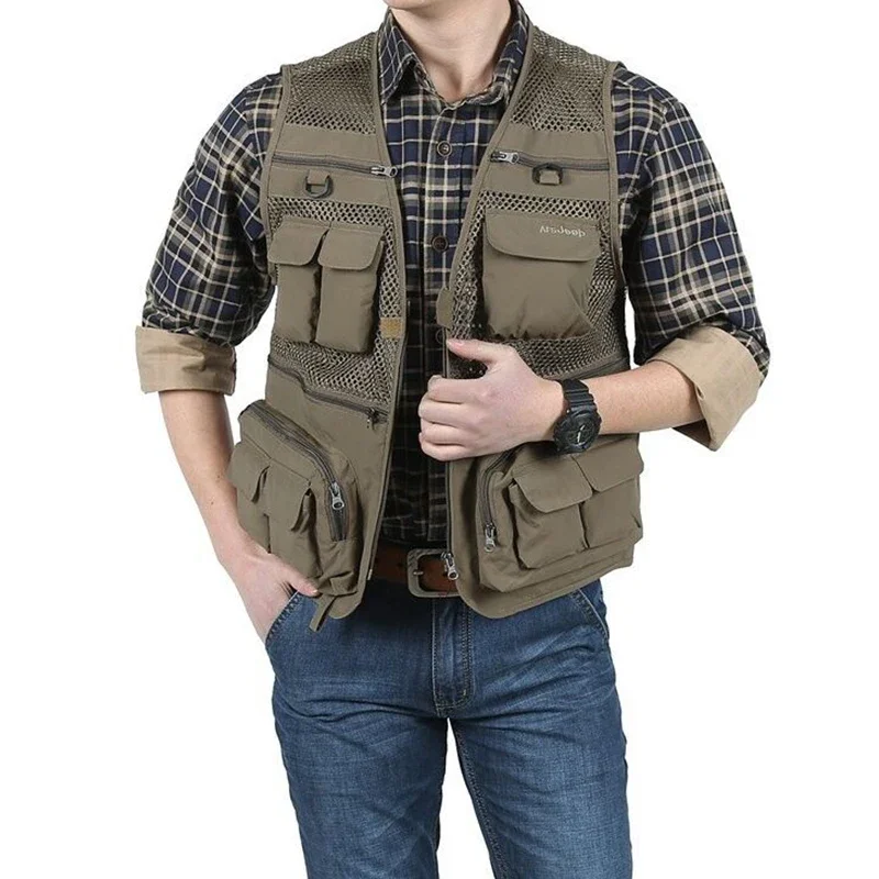 Men\'s Vest Mesh Multi Pocket Photography Advertising Fishing Vest Large Vest