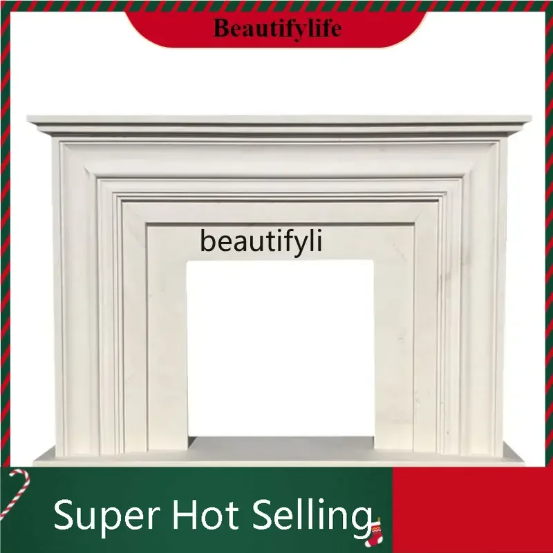 

A132 Marble, French Neoclassical Fireplace Simple American White Stone Fireplace Living Room Decorative Fireplace