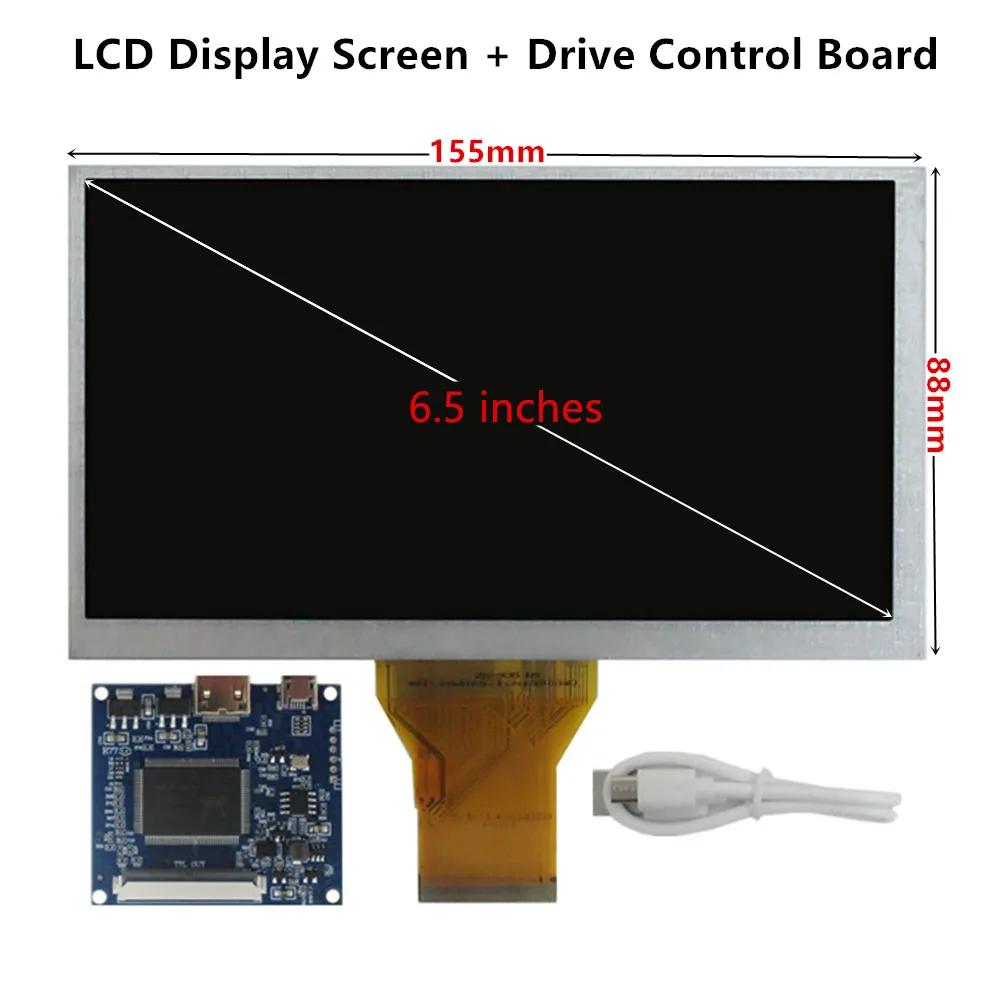 6.5 Inch 800*480 DIY LCD Display Screen Digitizer Touchscreen Driver Control Board HDMI-Compatible Raspberry Pi Monitor Kit