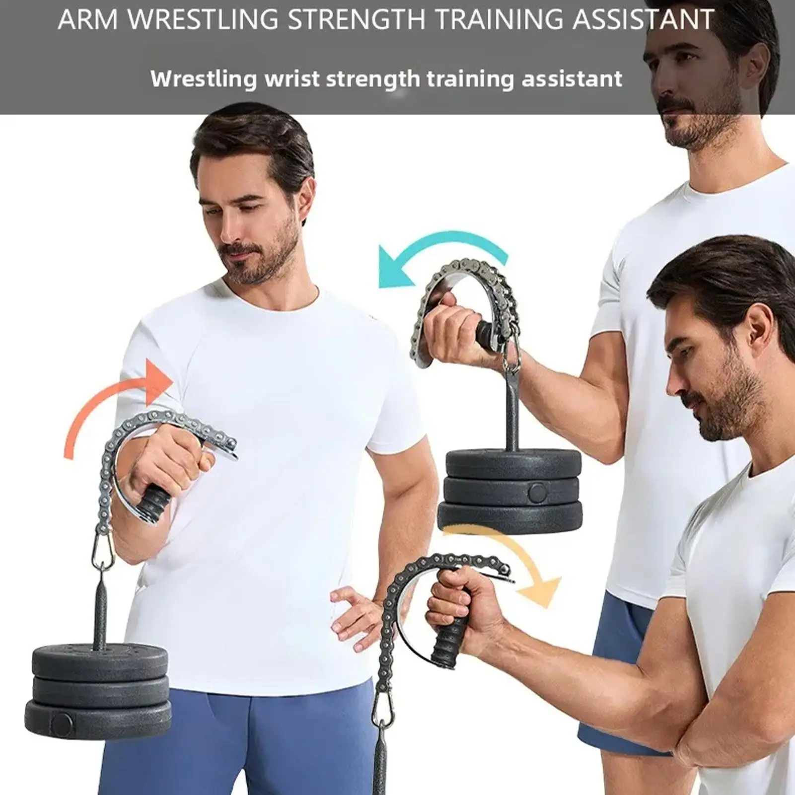 Arm Wrestling Strap Barbell Gripper Attachment Adjustable Forearm Training Belt for Gym Home Workout Exercise Strength Lifting