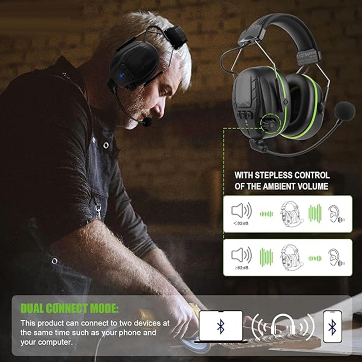 GAE-8500 Electronic Bluetooth communication explosion-proof earphones，head mounted active noise cancelling pickup earphones