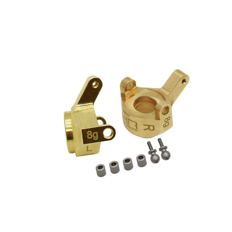 Hot Racing SXTF21H CNC Solid Brass Front Steering Knuckle 8g Each 2pcs with King Pin Bushings for SCX24 Deadbolt 90081
