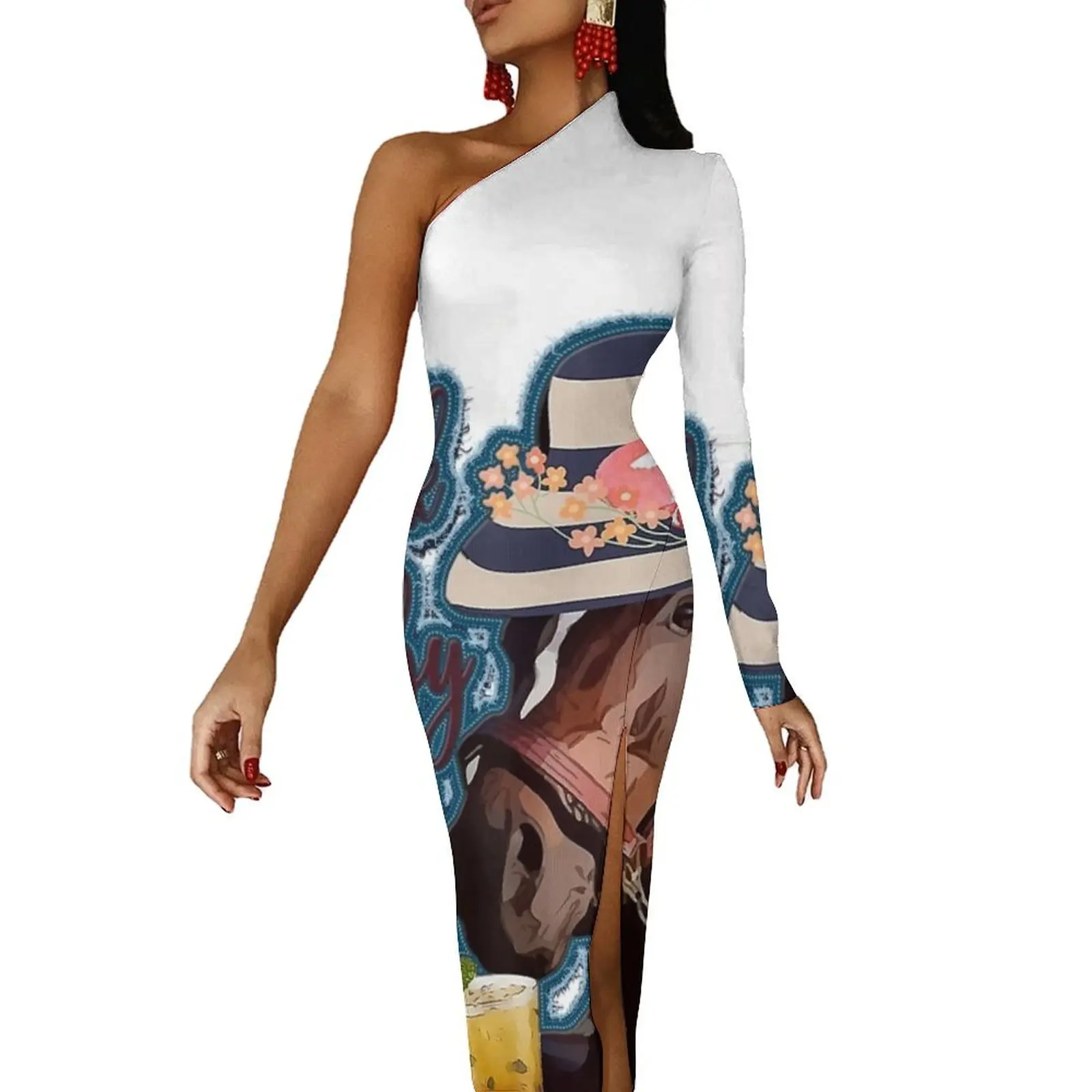 

Talk Derby to me mint juleps Derby Horse Racing Half Dleeve Split Dress summer women"s dress 2024 Long dress