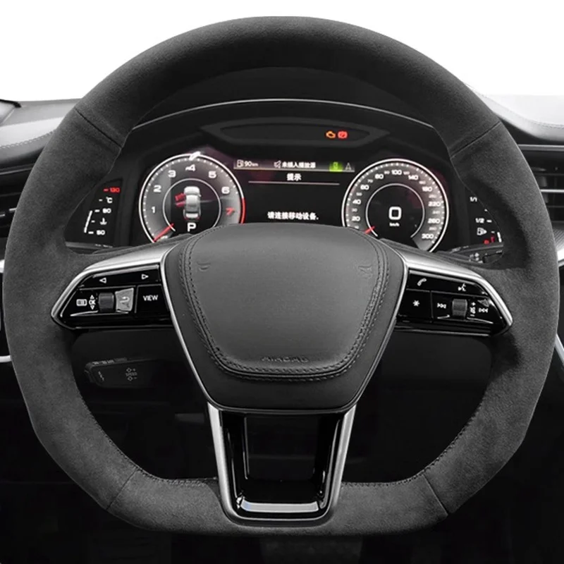 Car Steering Wheel Cover Suede Braid For Audi Q3 2018-2019 Q5 SQ5 2017-2019 Q7 SQ7 2015 Auto steering wheel cover Car accessory