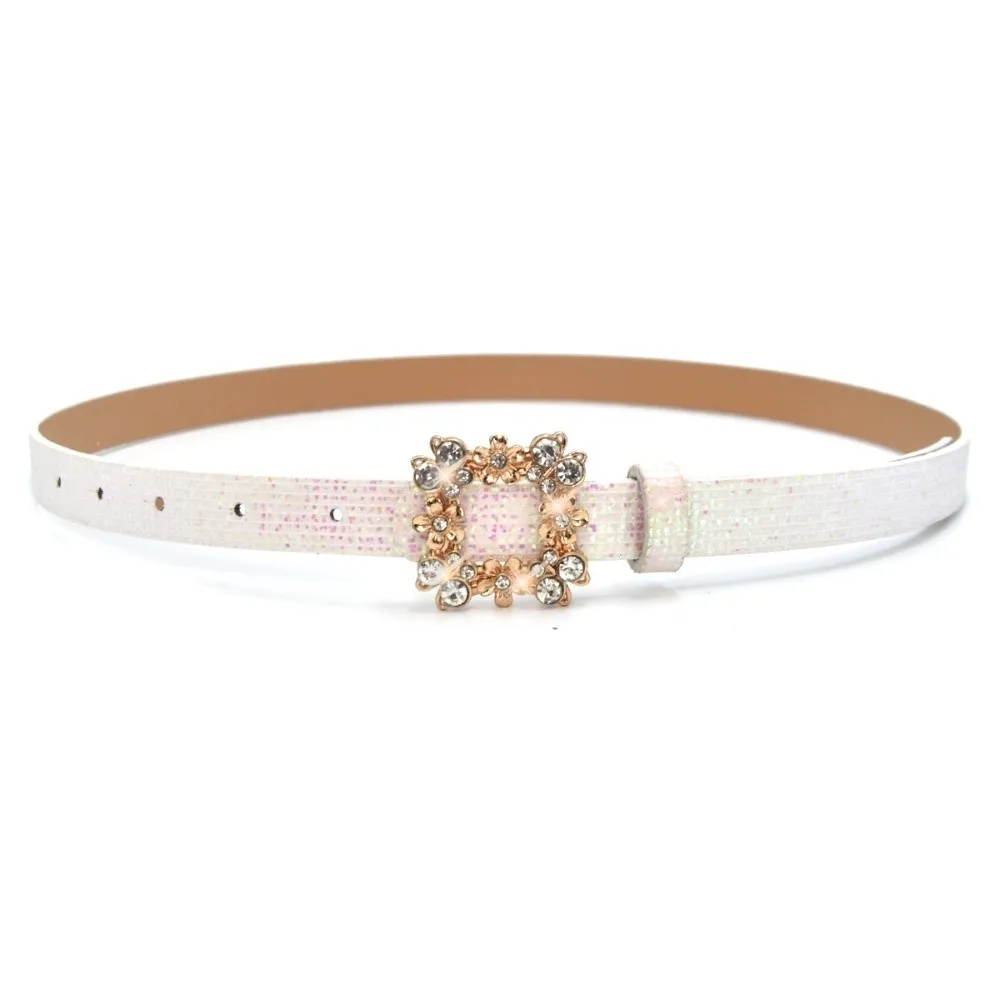 Vintage Bling Bling Sparkling Rhinestone Belt Glitter Luxury Brand Design Slide Buckle Belt Versatile PU Leather Belt Women