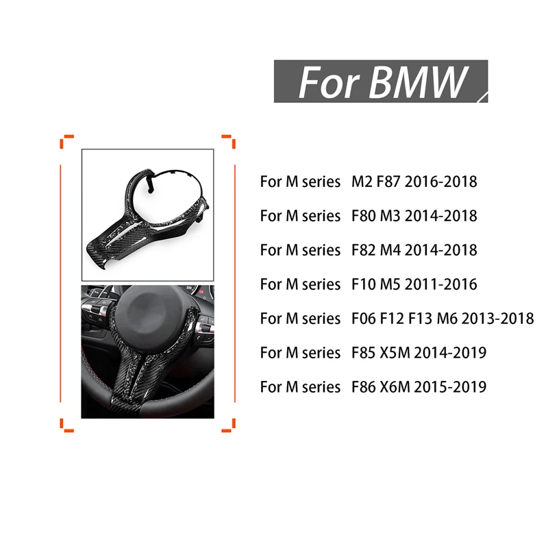 Forging Carbon fiber Steering wheel decorative cover For BMW M2 F87 F80 M3 F82 M4 F10 M5 F06 F12 F13 M6 F85 X5M