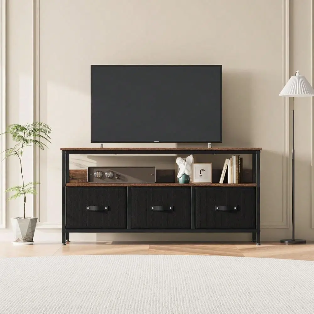 

Inch TV Stand With 3 Drawers, Small Entertainment Center With Storage, TV Console Table For Living Room And Bedroom