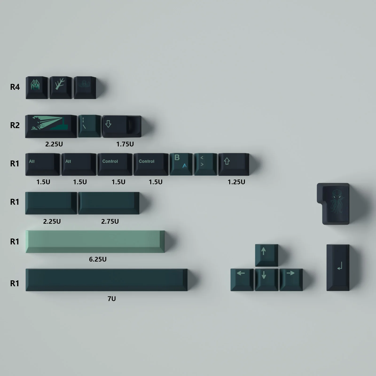 Imagem -05 - Gmk-terror Abaixo do Abismo Keycaps Fábrica Verde Alta Altitude Conjunto Completo Pbt Sublimação Térmica Keycaps Mecânicos