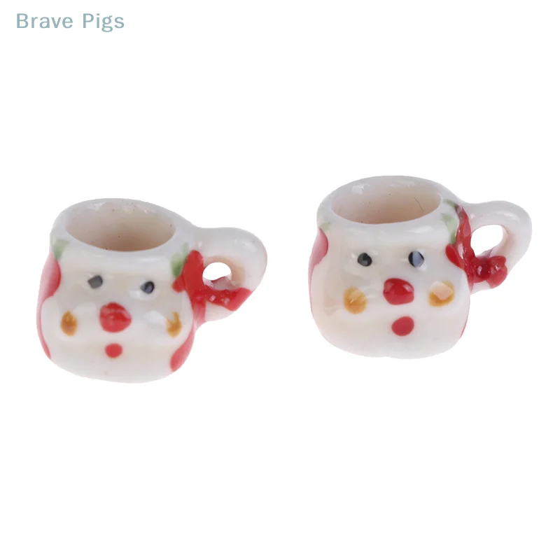 طقم أكواب وأواني من السيراميك لعيد الميلاد ، بيت الدمية المصغر للقهوة والشاي ، من السيراميك #2