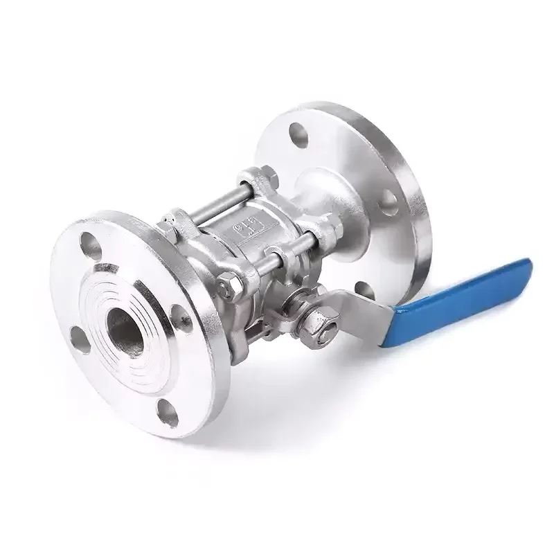 DN15-100 4 Inch 2 Way 3 Piece Blow-Out Stem Flange Type 304 Stainless Steel Lever Operated Ball Valve