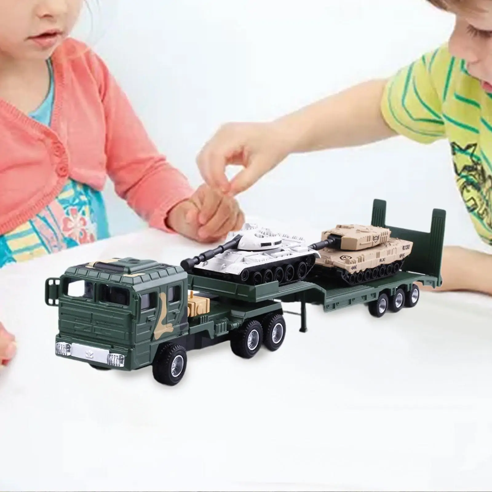 

Tow Truck Toy Birthday Holiday Gift Flatbed Truck Toy with Tank for 1:64