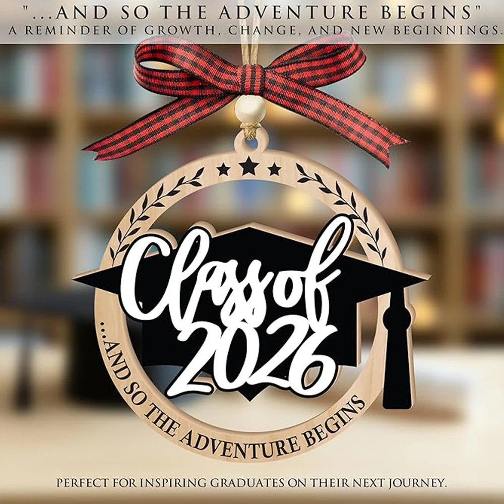 Class of 2026 Ornament, Wooden Graduation Christmas Ornaments, Graduation Gifts for Son, Daughter, College Senior High School view 3