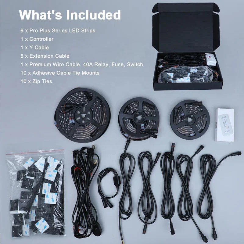 Pro Plus Underglow IP68 Waterproof RGBIC LED Car Under Glow 6 Pcs Chasing Underbody Light Kit For Cars