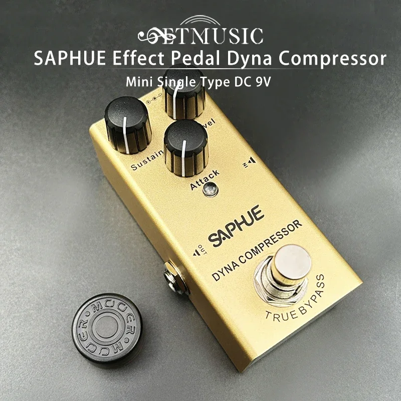 SAPHUE Dyna Compressor Pedal Sustain/Level/Attack Knob Classic Compressor Effect Pedal Mini Single Type DC 9V True Bypass