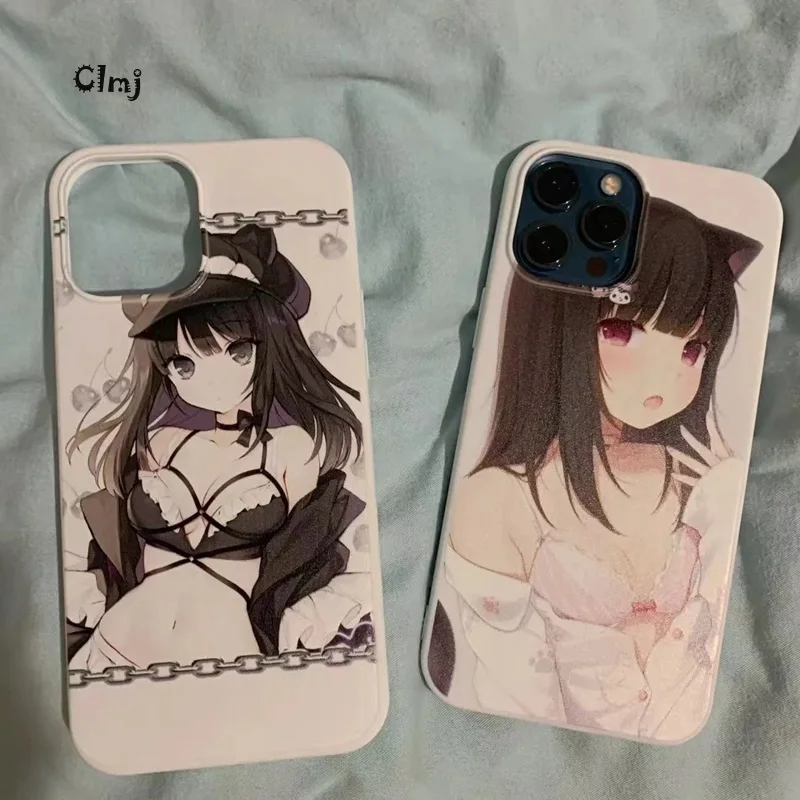 Clmj Anime Punk Girl Phone Case For iPhone 11 13 12 Mini 14 Plus 15 Pro XR X XS Max 7 8 Se 2020 Silicone Phone Cover iPhone Case