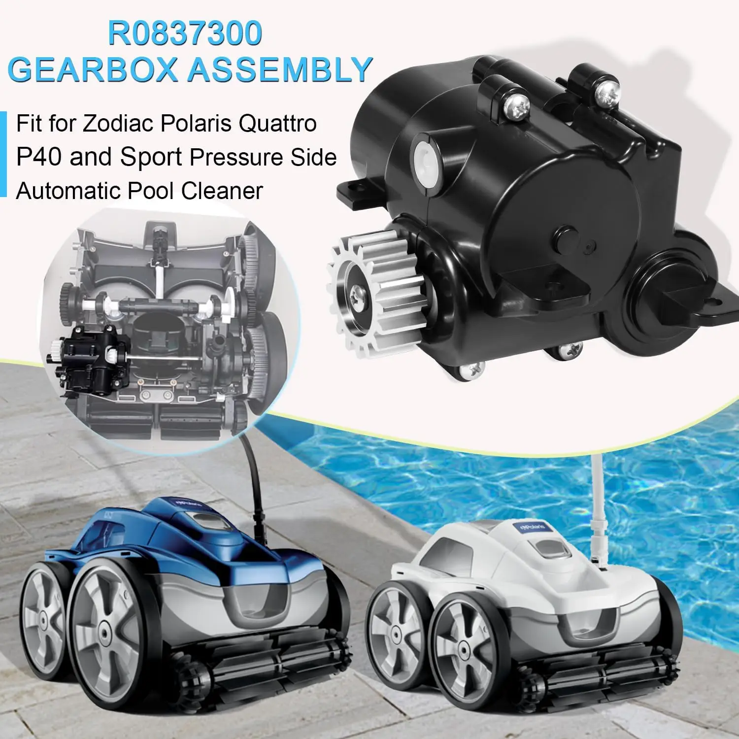 TML Black R0837300 Gearbox Assembly Fit for Polaris Quattro P40/Sport Pressure Side Automatic Pool Cleaner