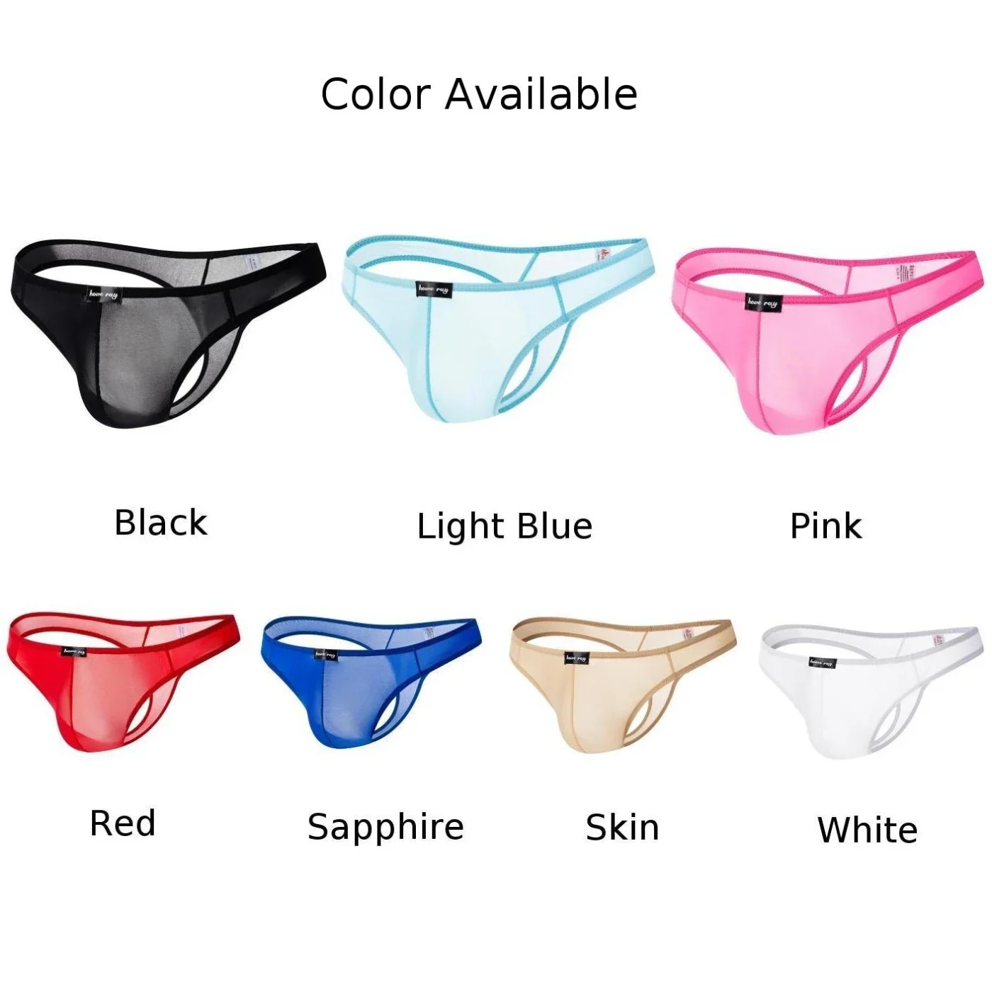 Men\'s Sexy Ice Silk Sheer Pouch G-string Quick Dry Thongs Ultra-Thin Briefs Elastic Underwear Low Waist Underpants Exotic Linger