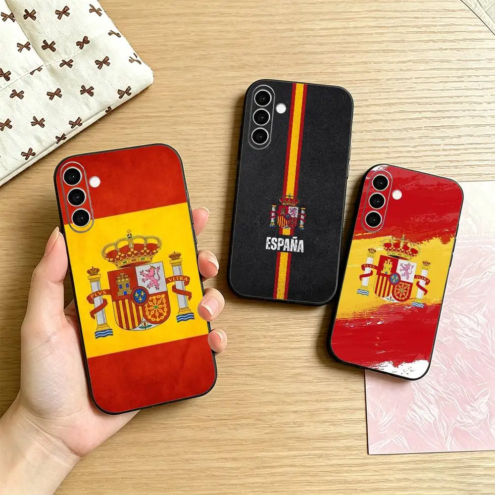 S-Spain Spanish Flag Art  Phone Case For Samsung Galaxy A73,A72,A71,A70,A53,A52,A51,Others Soft Black Cover