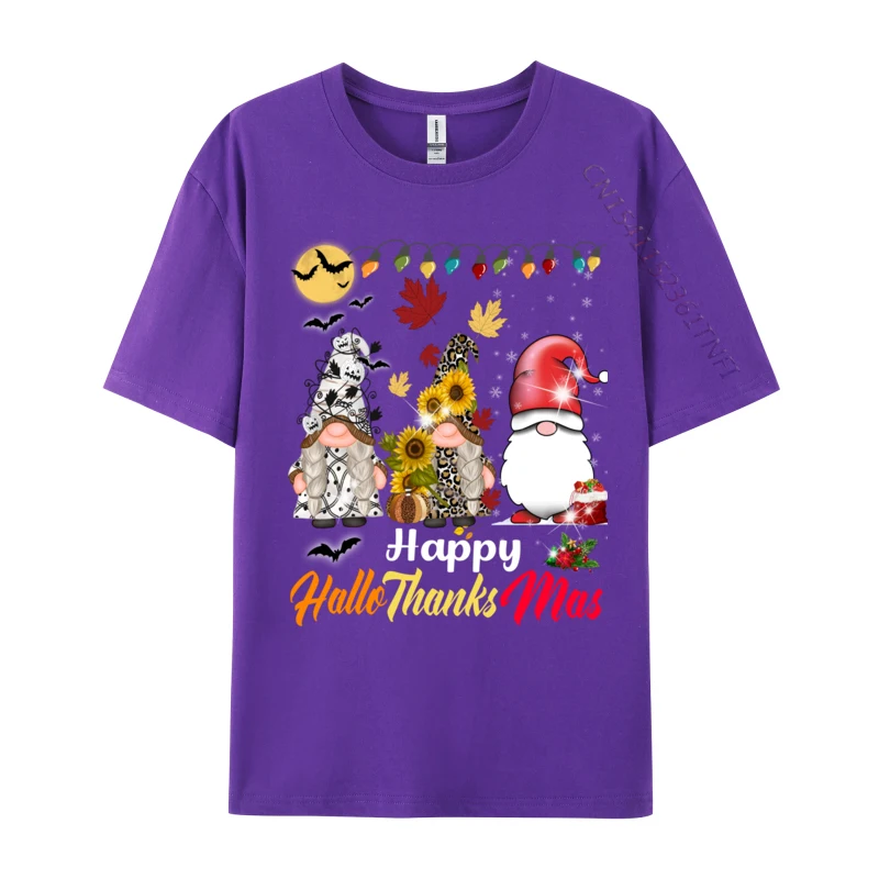 Happy Hallothanksmas Gnomes Halloween Thanksgiving Christmas Special Men's Top T-shirts Normal Tops T Shirt Cotton Design