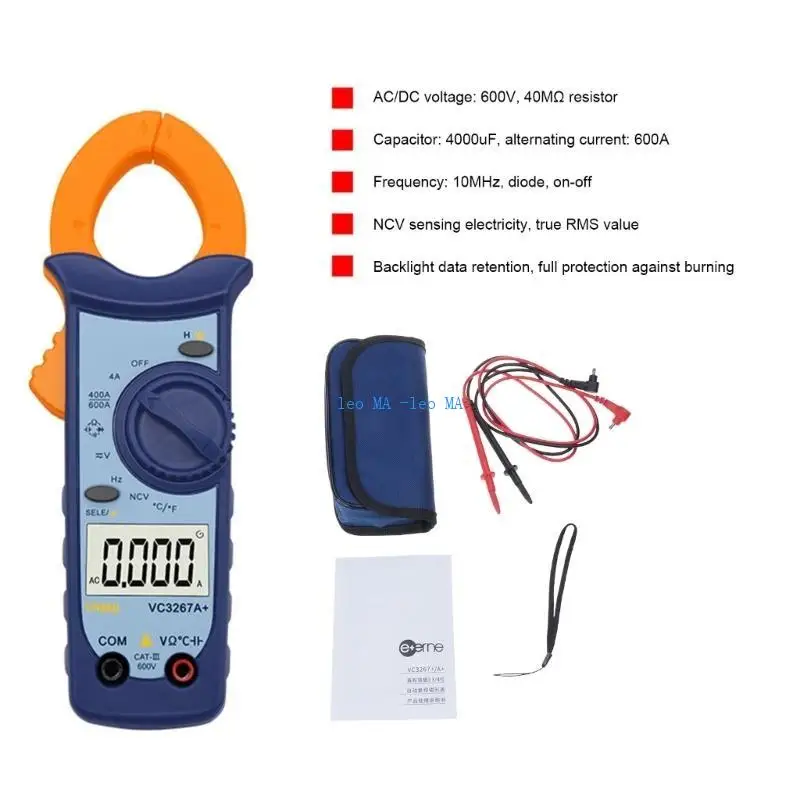 E15B الحقيقي RMS Auto Ranging Clamp Meter مع اكتشاف NCV وضوء السطوع العالي