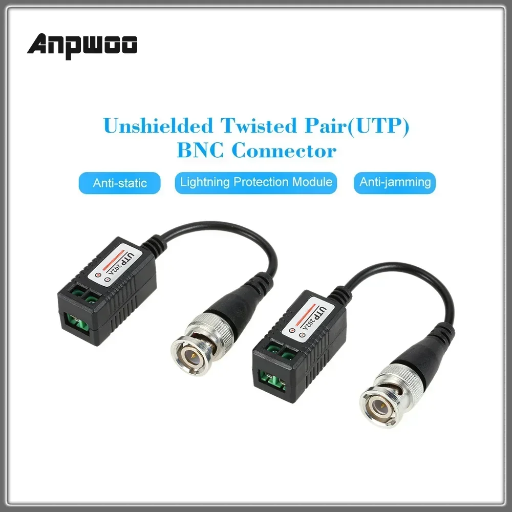 2Pcs 202A Passive Transceiver Video Balun Connector UTP BNC Cat5 for CCTV camera For 2MP 3MP 4MP 5MP For HD IP Camera