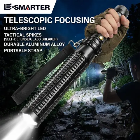 Zoomable Super Bright Self Defense Mace Light Tactical Baseball Bat LED Flashlight AluminumAlloy Focusable Baton Emergency Torch